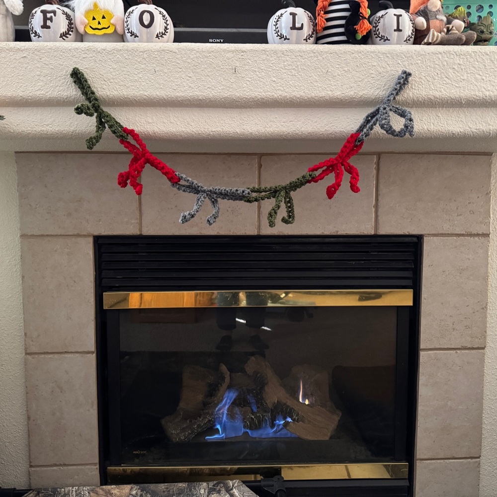 Handmade Holiday Garland - Red, Green, and Gray